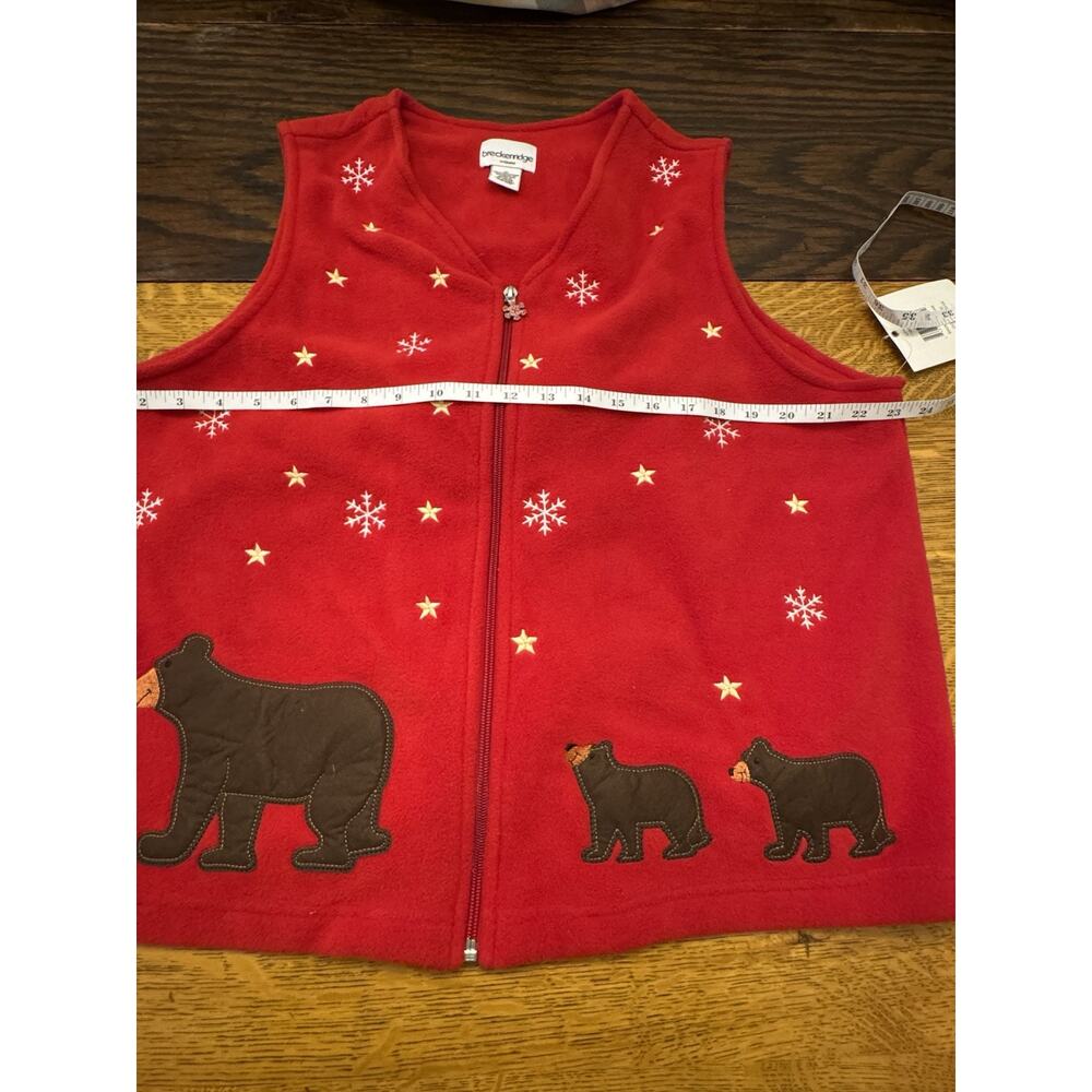 Breckenridge Fleece Vest Bear Women Sz 1X Vintage Red Holiday Christmas NWT - Picture 9 of 11
